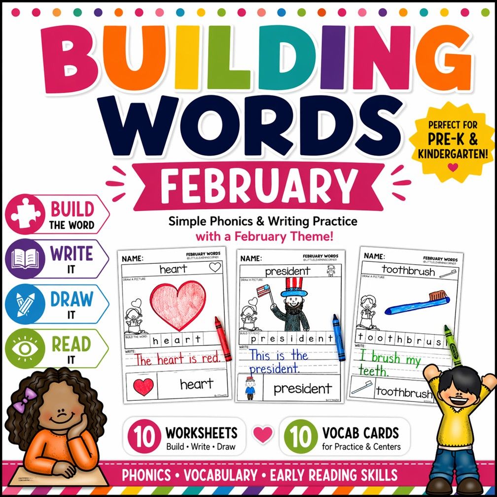 Building Words FEBRUARY  Kindergarten Writing