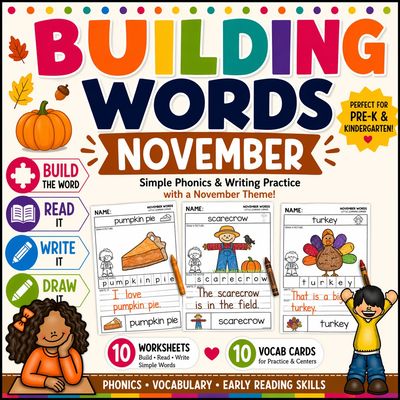 November Building Words | Thanksgiving Fall Vocabulary Writing Center Activity November Building Words | Thanksgiving Fall Vocabulary Writing Center Activity