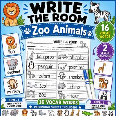 Zoo Animals Write the Room