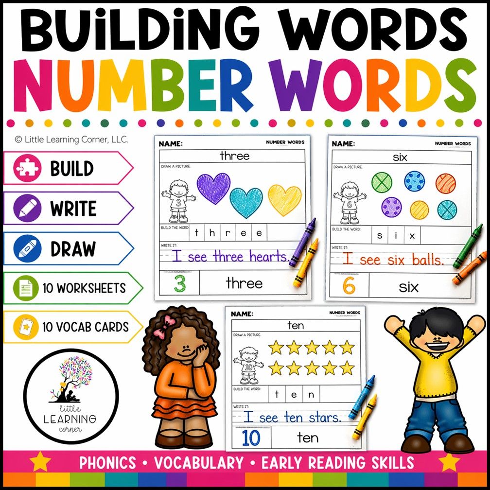 Number Words | Building Words Writing Center | Math Numbers to 10