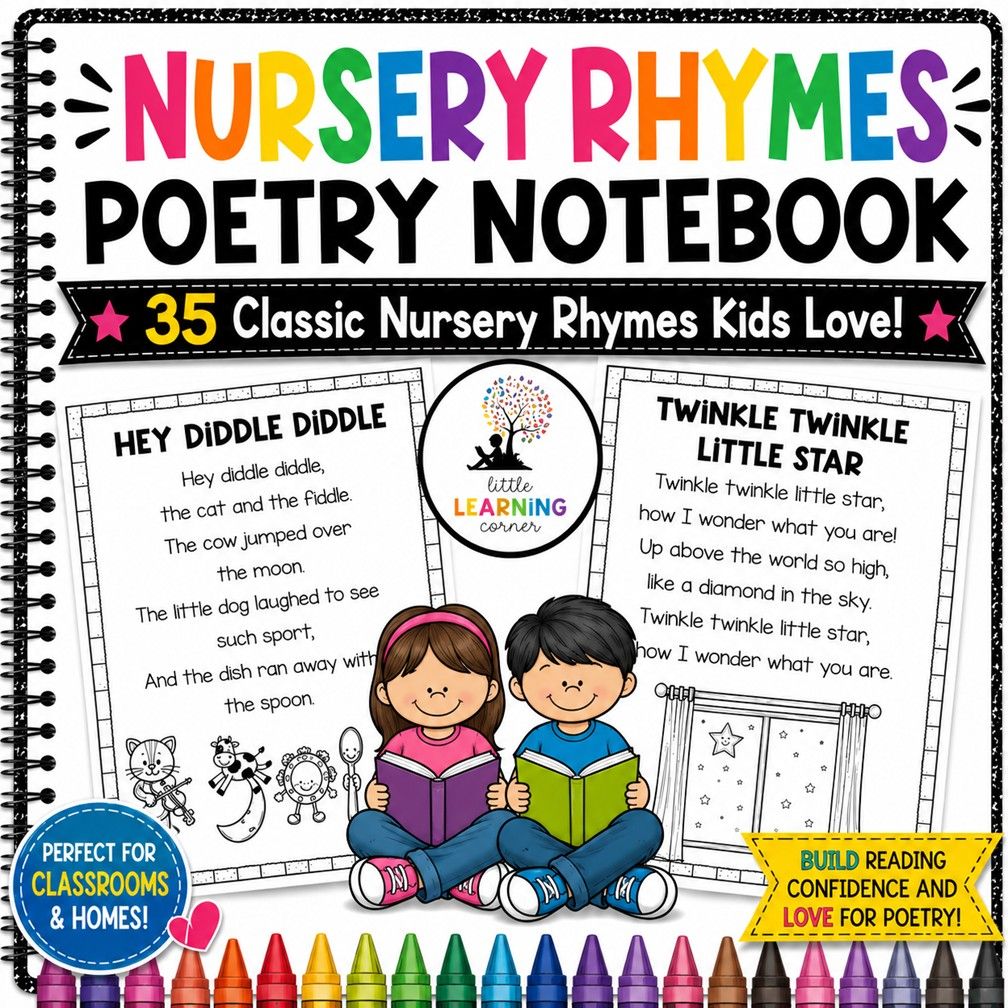Nursery Rhymes Poetry Notebook | Black and White Printable Poems