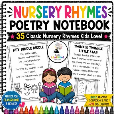 Nursery Rhymes Poetry Notebook | Black and White Printable Poems Nursery Rhymes Poetry Notebook | Black and White Printable Poems