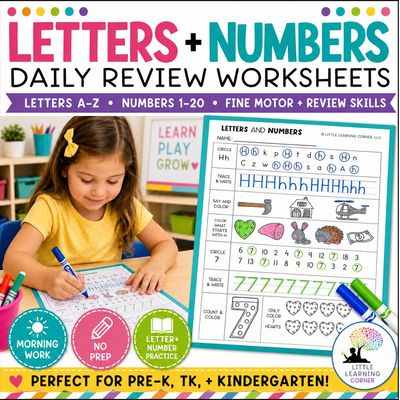 Alphabet Letters and Numbers Daily Review Worksheets Alphabet Letters and Numbers Daily Review Worksheets
