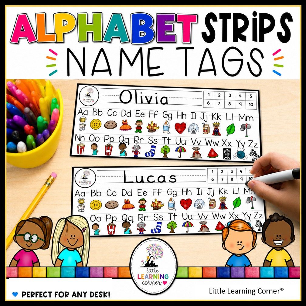 Alphabet Strip for Desk | Name Tag with Letters and Numbers