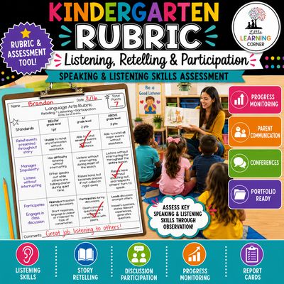 Kindergarten Listening Retelling & Participation Rubric | Speaking and Listening Assessment Checklist Kindergarten Listening Retelling & Participation Rubric | Speaking and Listening Assessment Checklist