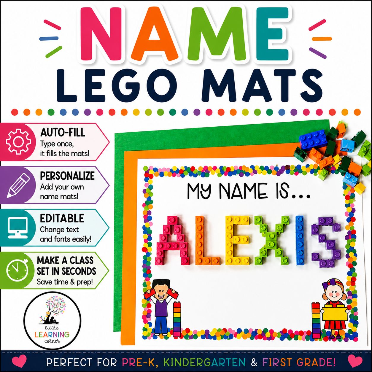 Editable Name LEGO Mats | Hands-On Name Practice Activity