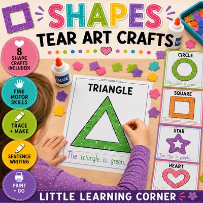 Shape Crafts | Tear Art Shapes | Trace and Make
