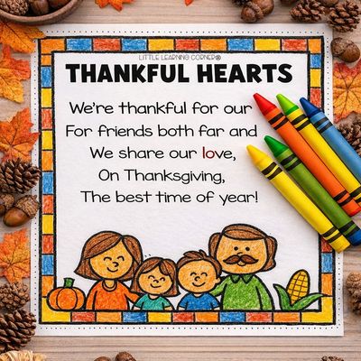 Thankful Hearts | Thanksgiving Poem for Kids