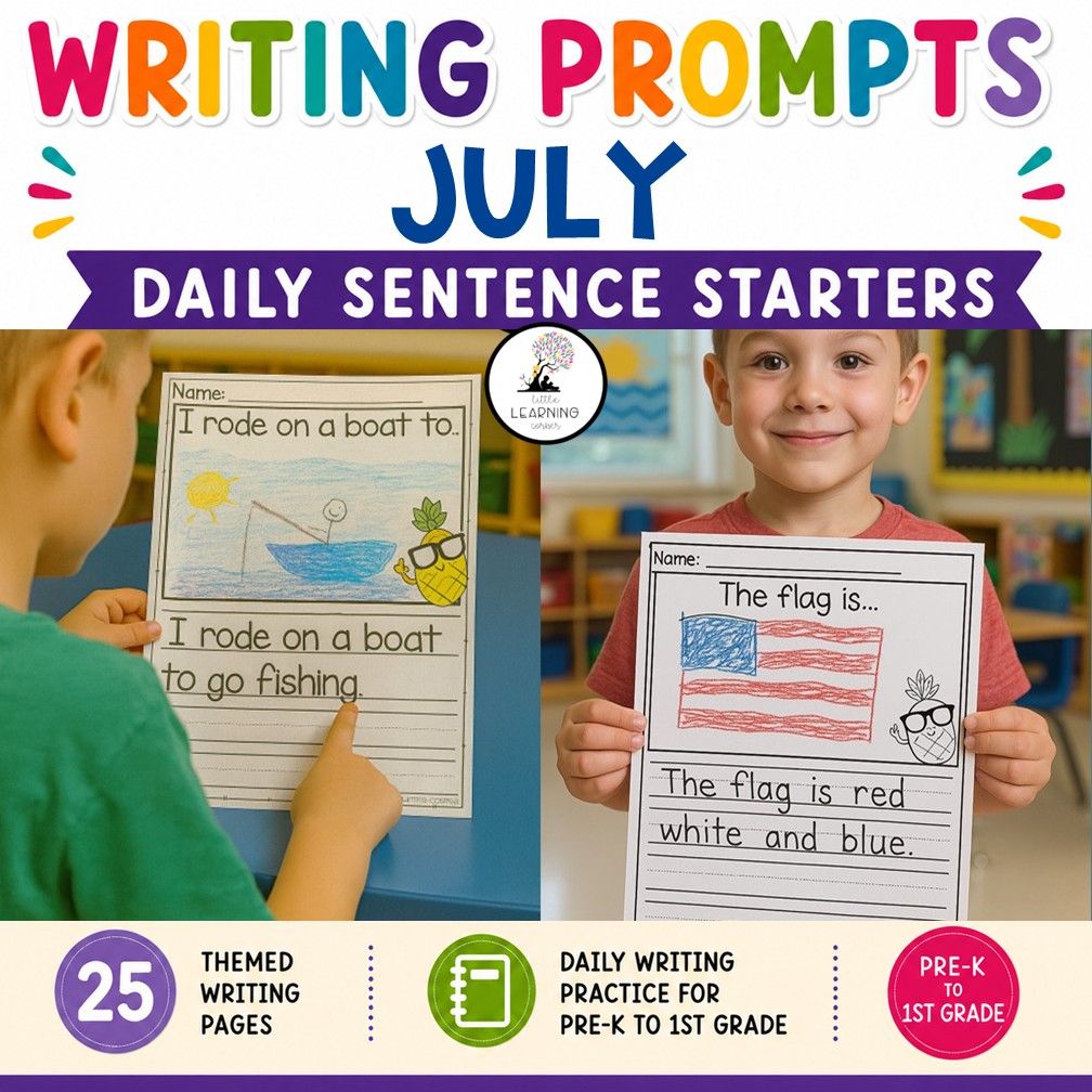 July Writing Prompts | PreK Kindergarten First Grade Journal Pages