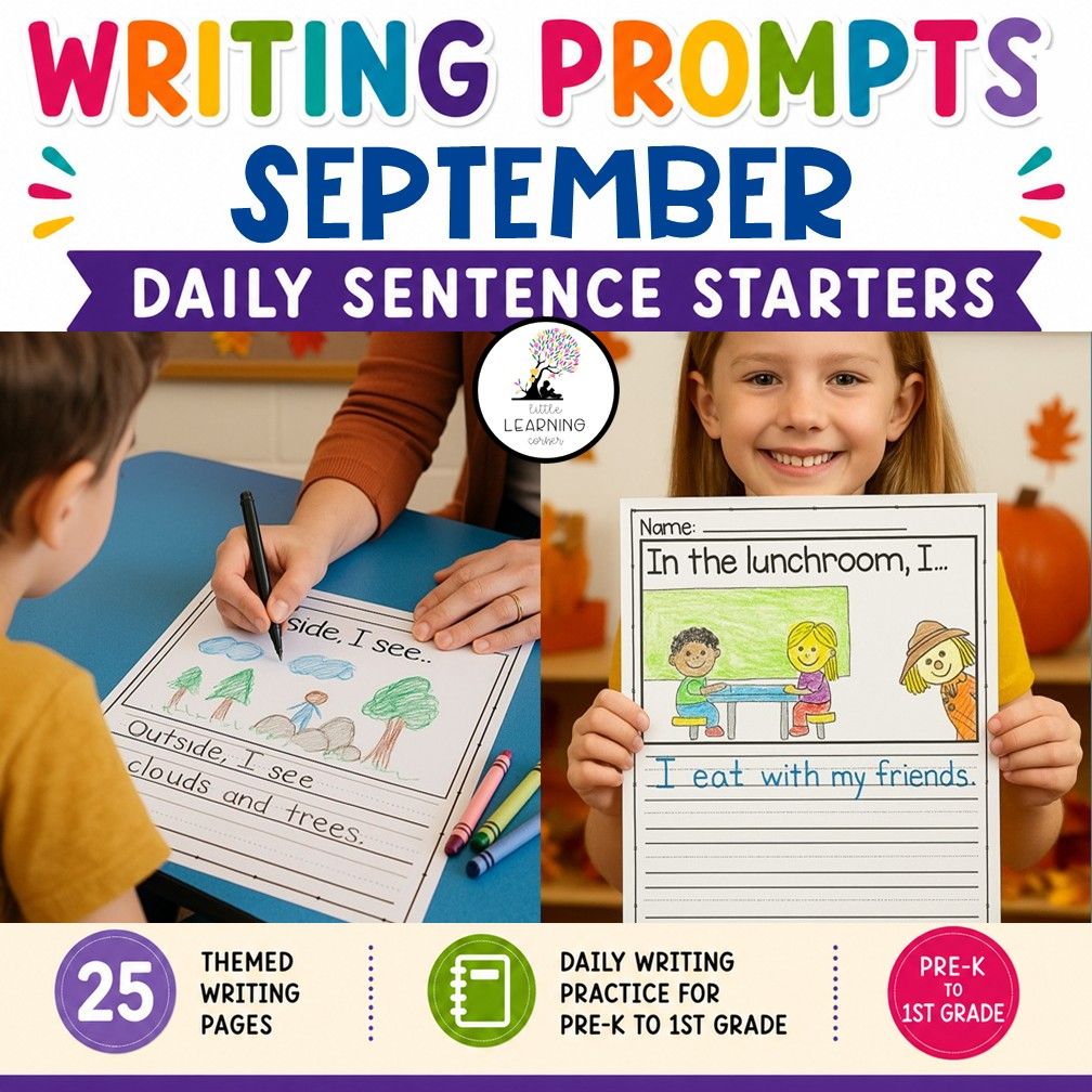 September Writing Prompts | Pre-K Kindergarten First Grade Journal Pages