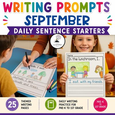 September Writing Prompts | Pre-K Kindergarten First Grade Journal Pages September Writing Prompts | Pre-K Kindergarten First Grade Journal Pages