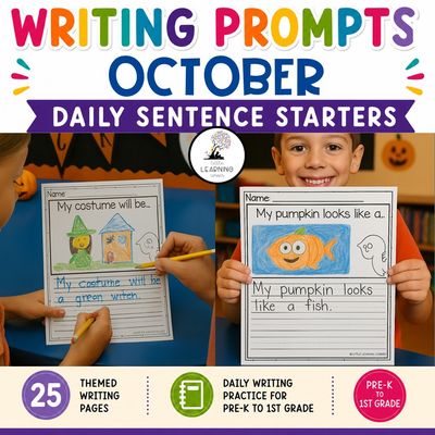 October Writing Prompts | Pre-K Kindergarten First Grade Journal Pages October Writing Prompts | Pre-K Kindergarten First Grade Journal Pages