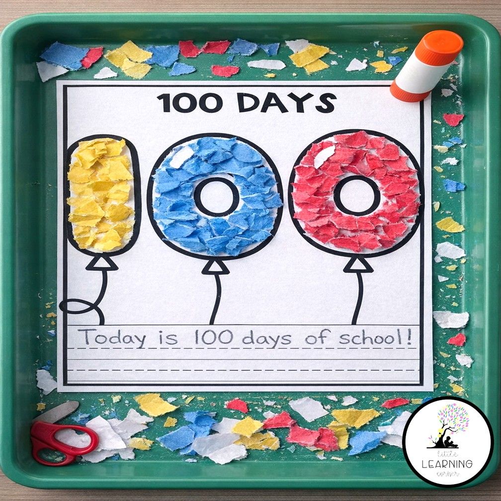100 Days of School Tear Art Craft