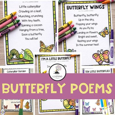 Butterfly Poems for Kids Bundle | Spring Poetry Activities | Life Cycle Coloring Poems Butterfly Poems for Kids Bundle | Spring Poetry Activities | Life Cycle Coloring Poems