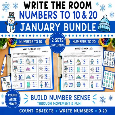 January Numbers Write the Room | Numbers to 10 and 20 Math Center Activity January Numbers Write the Room | Numbers to 10 and 20 Math Center Activity
