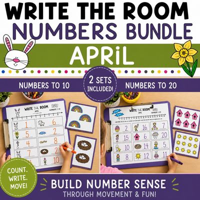 April Numbers Write the Room | Numbers to 10 and 20 | Spring Easter Math Center Activity April Numbers Write the Room | Numbers to 10 and 20 | Spring Easter Math Center Activity