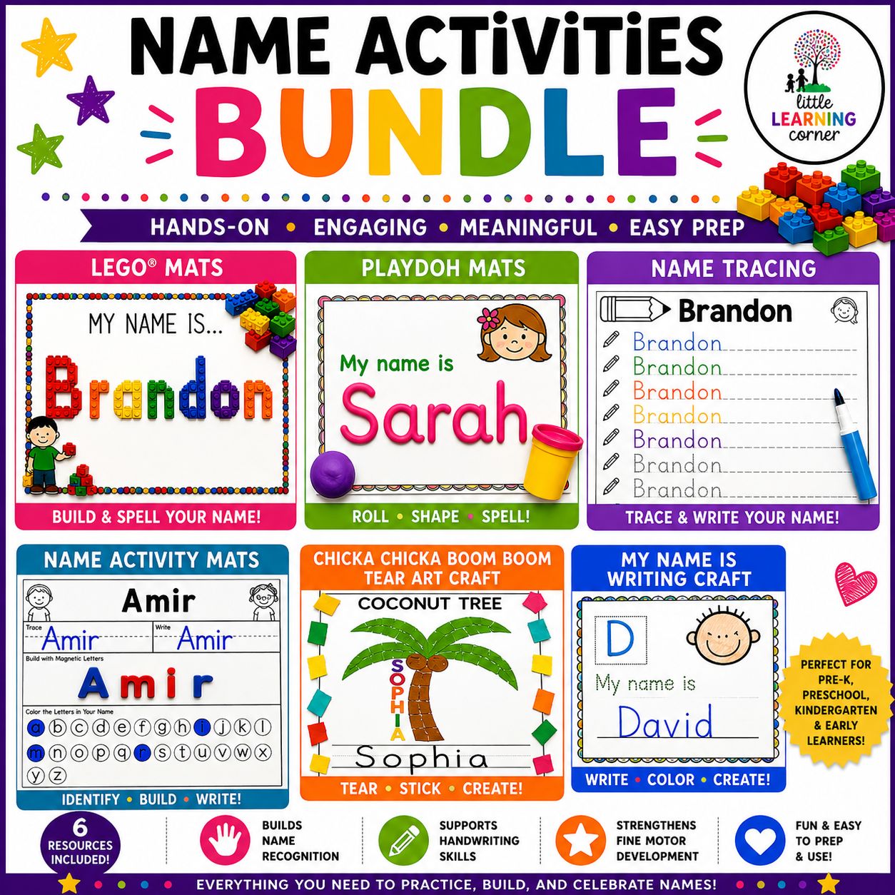 Name Activities Bundle | Hands-on Name Practice Writing, Tracing, Craft Centers