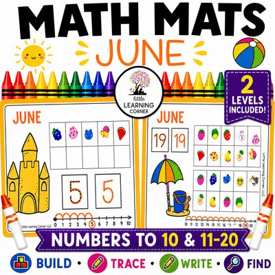 June Math Mats | Numbers to 10 | Numbers 11-20 | Summer Counting Center Activity June Math Mats | Numbers to 10 | Numbers 11-20 | Summer Counting Center Activity