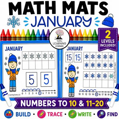 January Math Mats | Numbers to 10 | Numbers 11-20 | Counting Activity Tens Frames January Math Mats | Numbers to 10 | Numbers 11-20 | Counting Activity Tens Frames