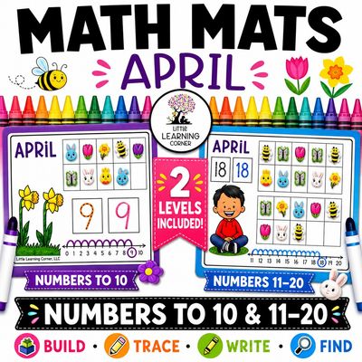 April Math Mats | Numbers to 10 | Numbers 11-20 | Spring Easter Counting Center Activity April Math Mats | Numbers to 10 | Numbers 11-20 | Spring Easter Counting Center Activity