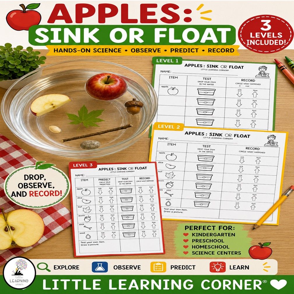 Apple Sink or Float Checklists | Science STEM Recording Sheet