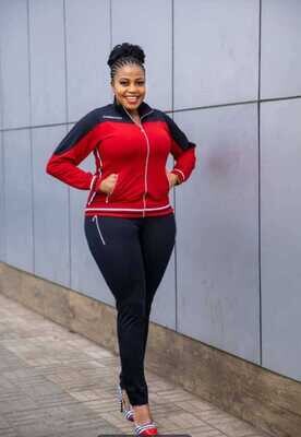 black and red tracksuit