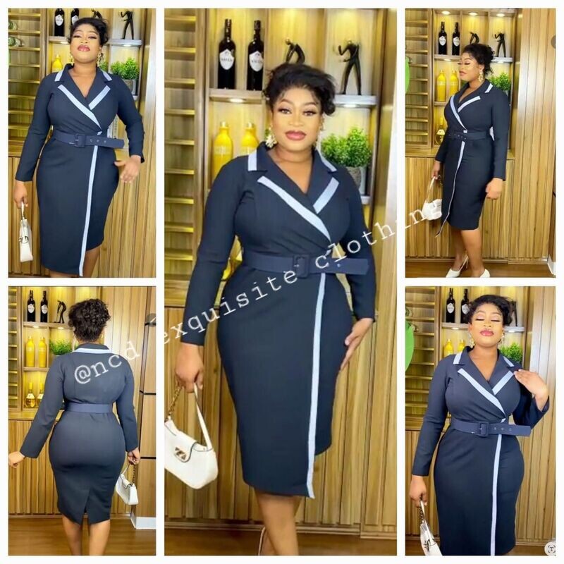 Navy Long sleeved Elegant dress