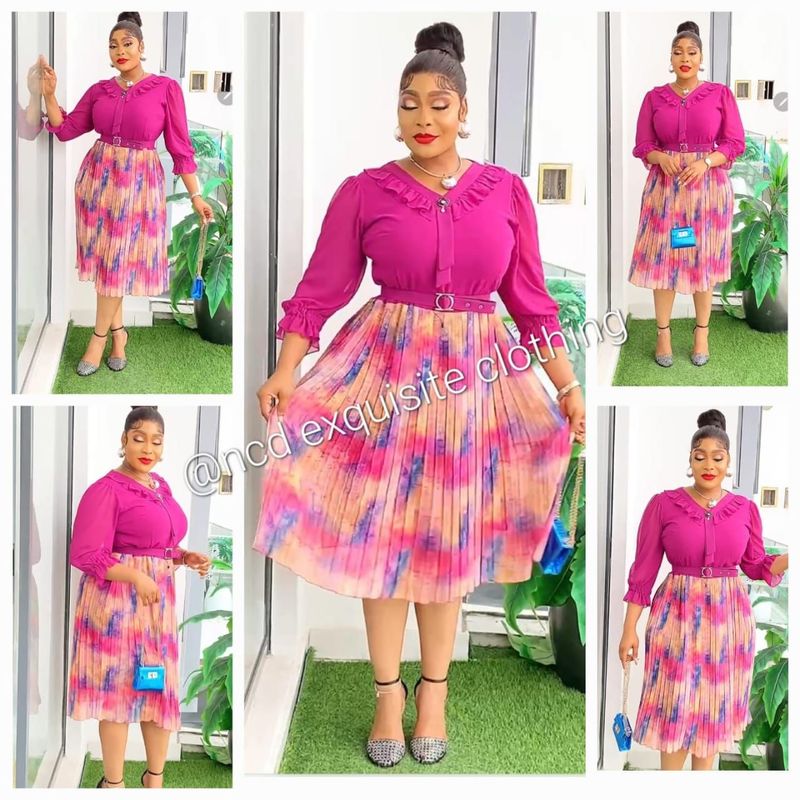 Pink Floral Pleated Dress