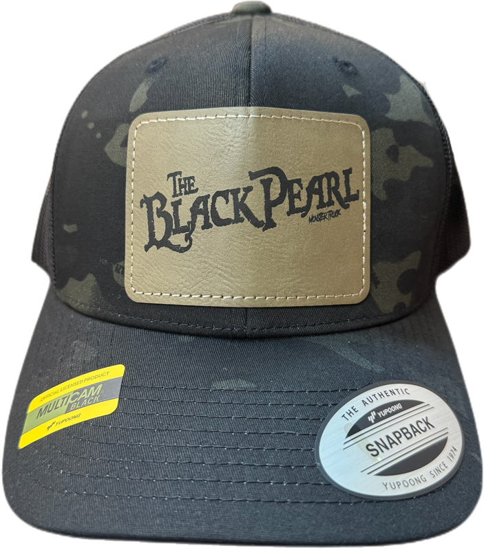 Leather Patch SnapBack (Black Camo)