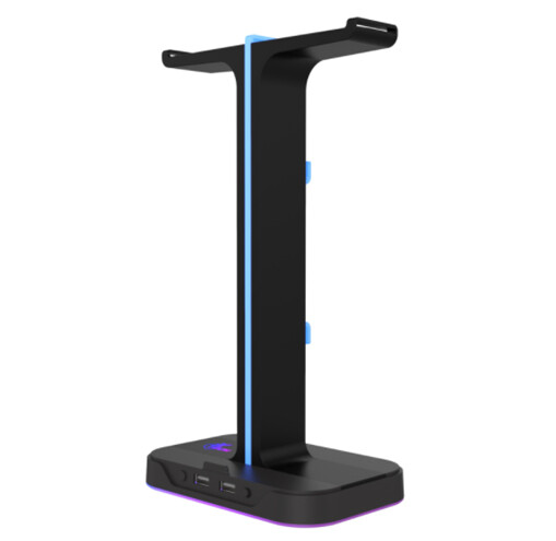 Xtech Yurei | Soporte de auriculares doble RGB con 2 puertos USB