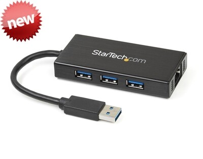 StarTech Hub USB 3.0 | Concentrador de 3 Puertos USB con Adaptador de Red Ethernet Gigabit