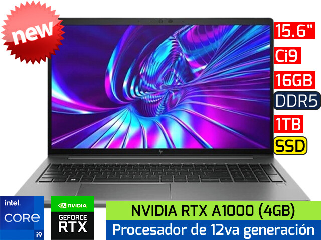 HP ZBook Power G9 | 15.6" - Ci9 12va - 16GB DDR5 - 1TB SSD - NVIDIA RTX A1000 4GB
