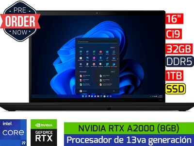 Lenovo ThinkPad P16s Gen2 | 16" - Ci9 13va - 32GB DDR5 - 1TB SSD - NVIDIA RTX A2000 8GB