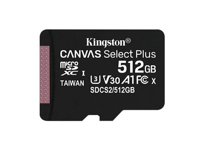 Kingston Canvas Select Plus | Tarjeta de memoria flash Micro SD | Class10 | 512GB
