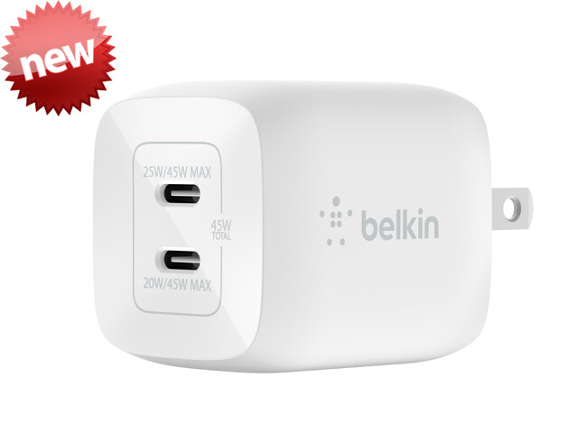 Belkin BoostCharge Pro Charger | Adaptador de corriente de 2 USB | 45W