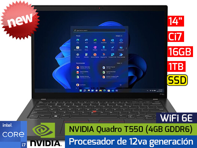 Lenovo ThinkPad P14S Gen3 | 14" - Ci7 12va - 16GB - 1TB SSD - NVIDIA Quadro T550 4GB