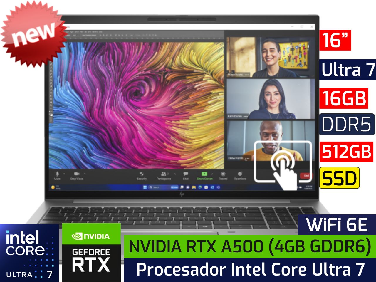 HP ZBook Firefly 16 G11 | 16&quot; TouchScreen - Ultra 7 155H - 16GB DDR5 - 512GB SSD - NVIDIA RTX A500 4GB