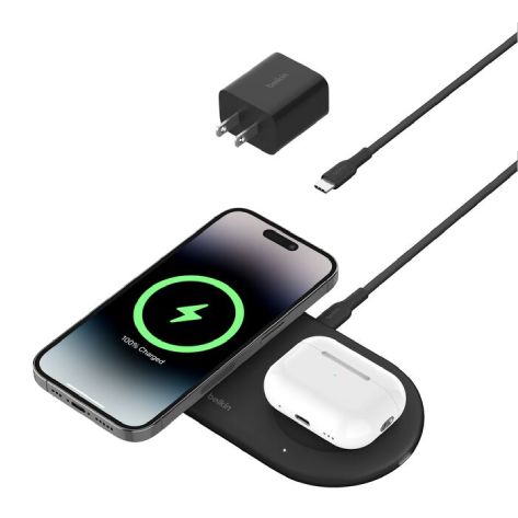 Belkin BoostCharge Pro | 2-in-1 Magnetic Wireless Charging Pad with Qi2 | 15W