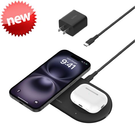 Belkin BoostCharge Pro | 2-in-1 Magnetic Wireless Charging Pad with Qi2 | 15W