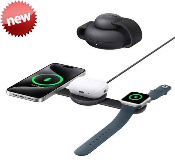 Anker MagGo 3-in-1 Foldable Charging Pad | 15W Qi2 Wireless Charger | Color Negro