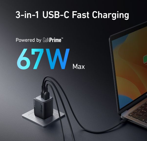 Anker GaNPrime Wall Charger | Adaptador universal 67W | Color Negro