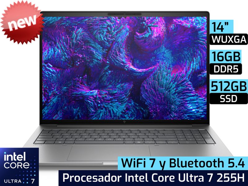HP ZBook 8 G1i | 14&quot; - Intel Core Ultra 7 255H - 16GB DDR5 - 512GB SSD - NVIDIA RTX 500 4GB