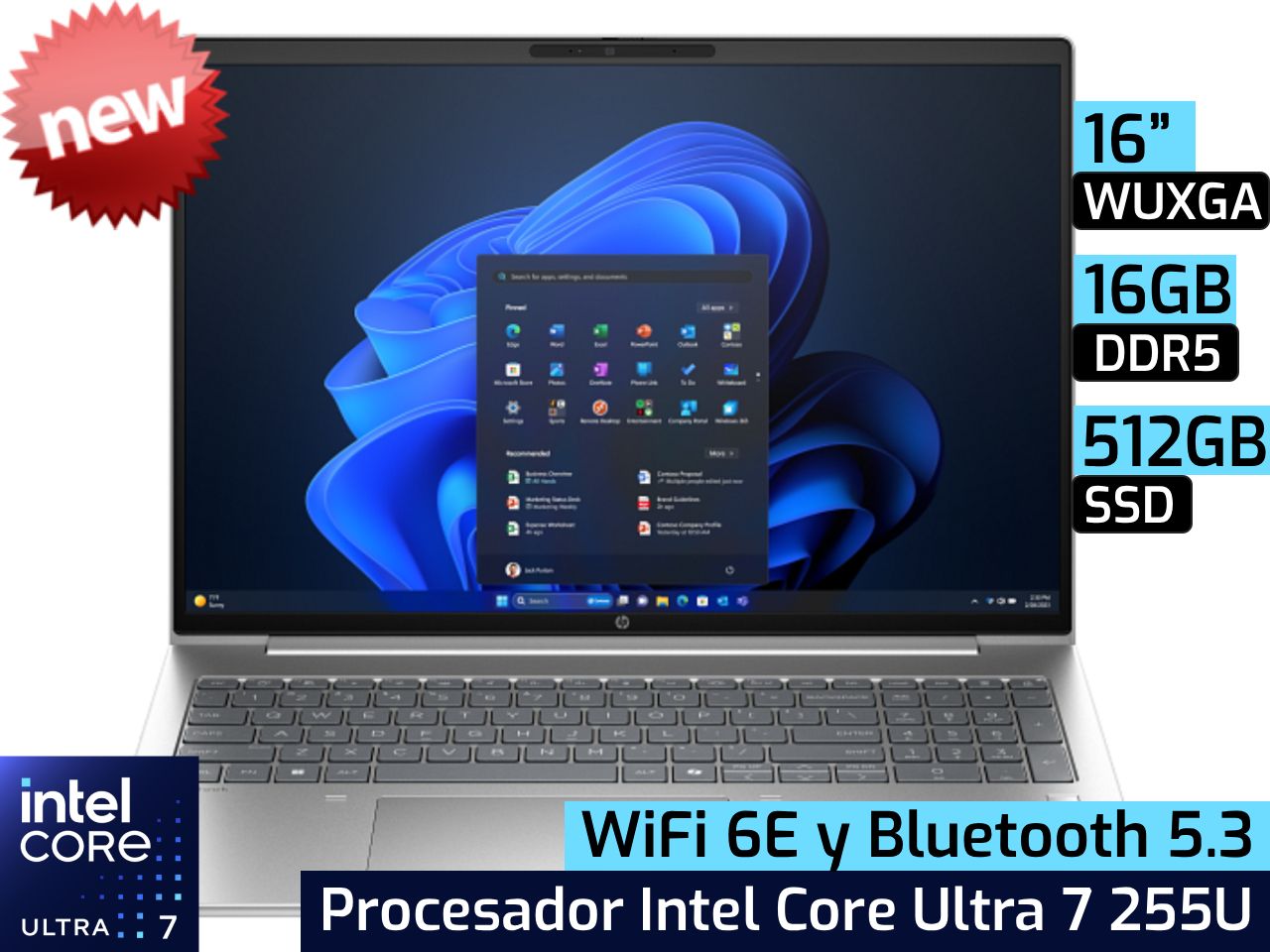 HP ProBook 4 G1i | 16&quot; WUXGA - Intel Core Ultra 7 255U - 16GB DDR5 - 512GB SSD