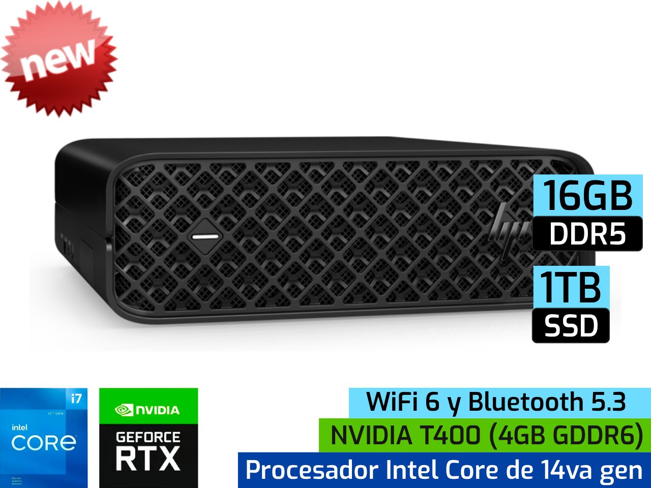 HP Z2 Mini G9 Workstation | Intel Ci7 14va - 16GB DDR5-5600 - 1TB SSD - NVIDIA T400 4GB