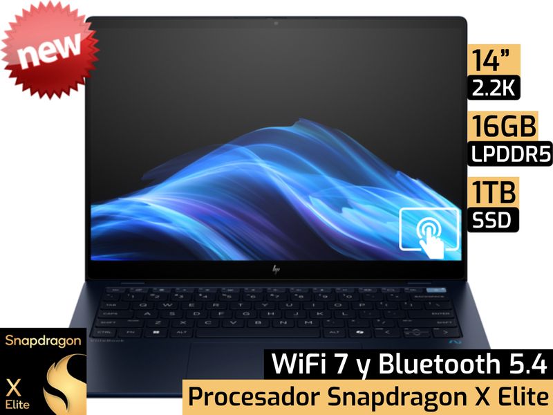 HP EliteBook Ultra G1q | 14" 2.2K - Snapdragon X Elite - 16GB LPDDR5x-8400 - 1TB SSD