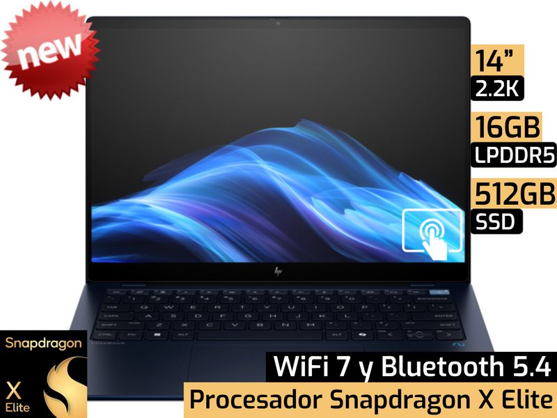 HP EliteBook Ultra G1q | 14" 2.2K - Snapdragon X Elite - 16GB LPDDR5x-8400 - 512GB SSD