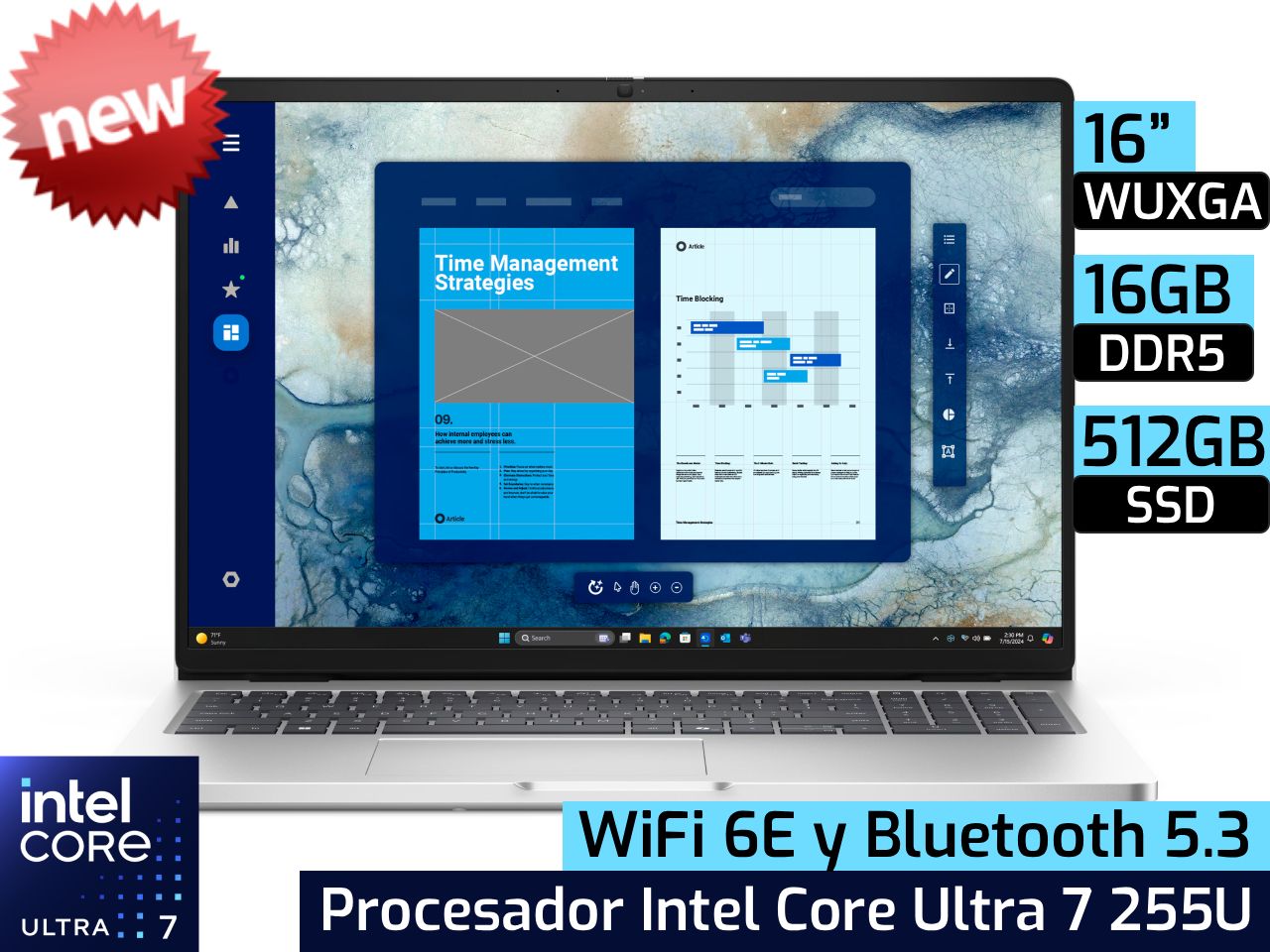 Dell Pro 16 | 16" WUXGA - Intel Core Ultra 7 255U - 16GB DDR5 - 512GB SSD