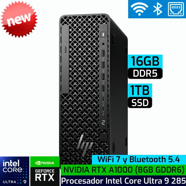 HP Z2 SFF G1i Workstation | Intel Core Ultra 9 285 - 16GB DDR5-5600 - 1TB SSD - NVIDIA A1000 8GB