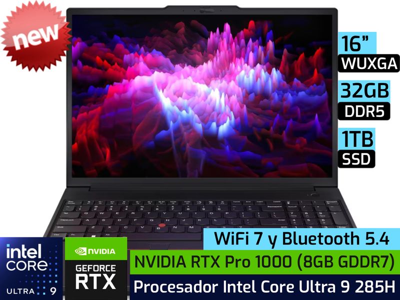 Lenovo ThinkPad P16v Gen 3 | 16" WUXGA - Intel Core Ultra 9 285H - 32GB DDR5 - 1TB SSD - NVIDIA RTX Pro 1000 8GB