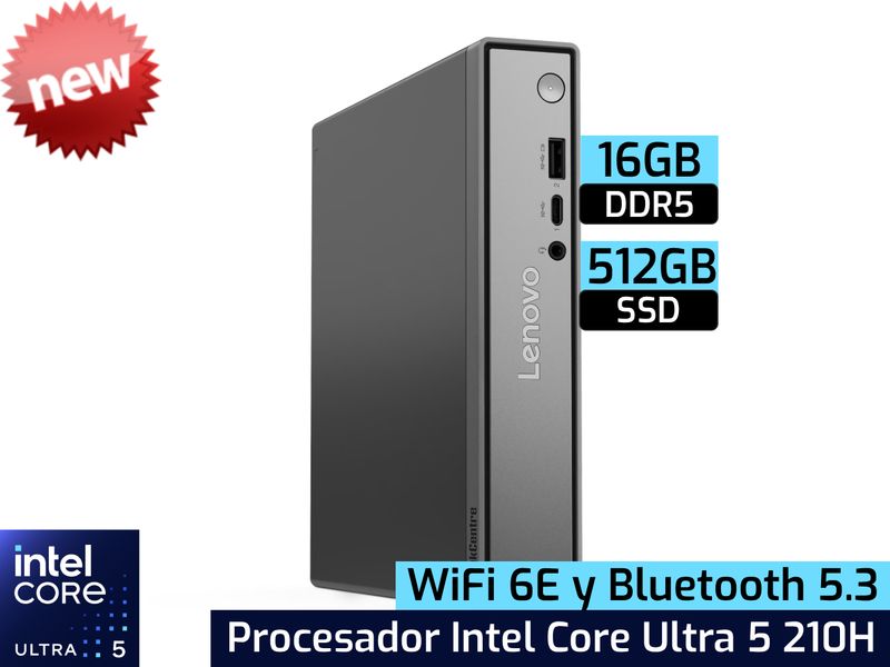 Lenovo ThinkCentre neo 50q Gen 5 | Intel Core Ultra 5 210H - 16GB DDR5 - 512GB SSD